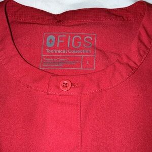 Figs Men's Casual Red Button Down Shirt scrub and pants